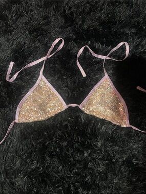 Sequin Triangle Bikini Top NWOT